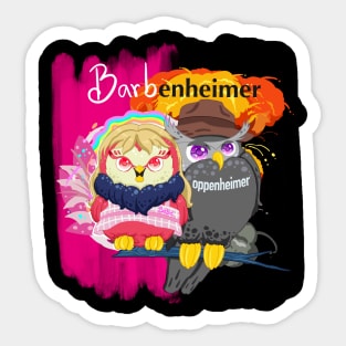 The little black owll in oppenheimer movie and red owl wear barbie dress for Men or Women Kids Boys Girls love owl- barbie bird Sticker